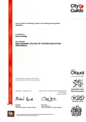 PTLLS Training Certificate 1st Year